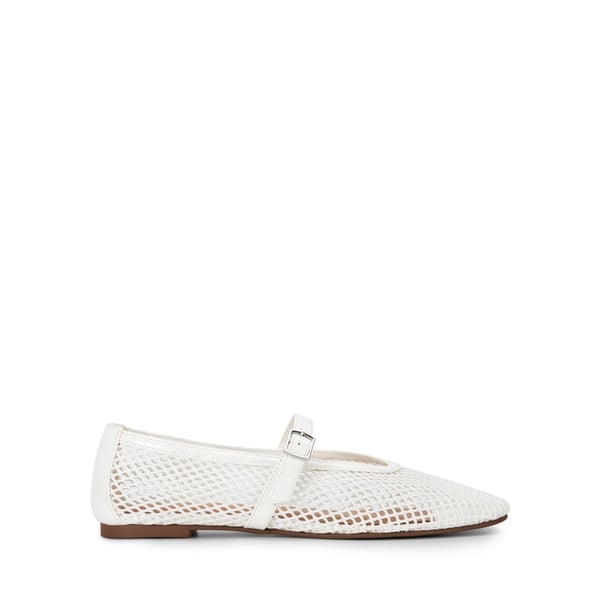 Mesh Mary Jane Ballet Flats - WHITE - 1